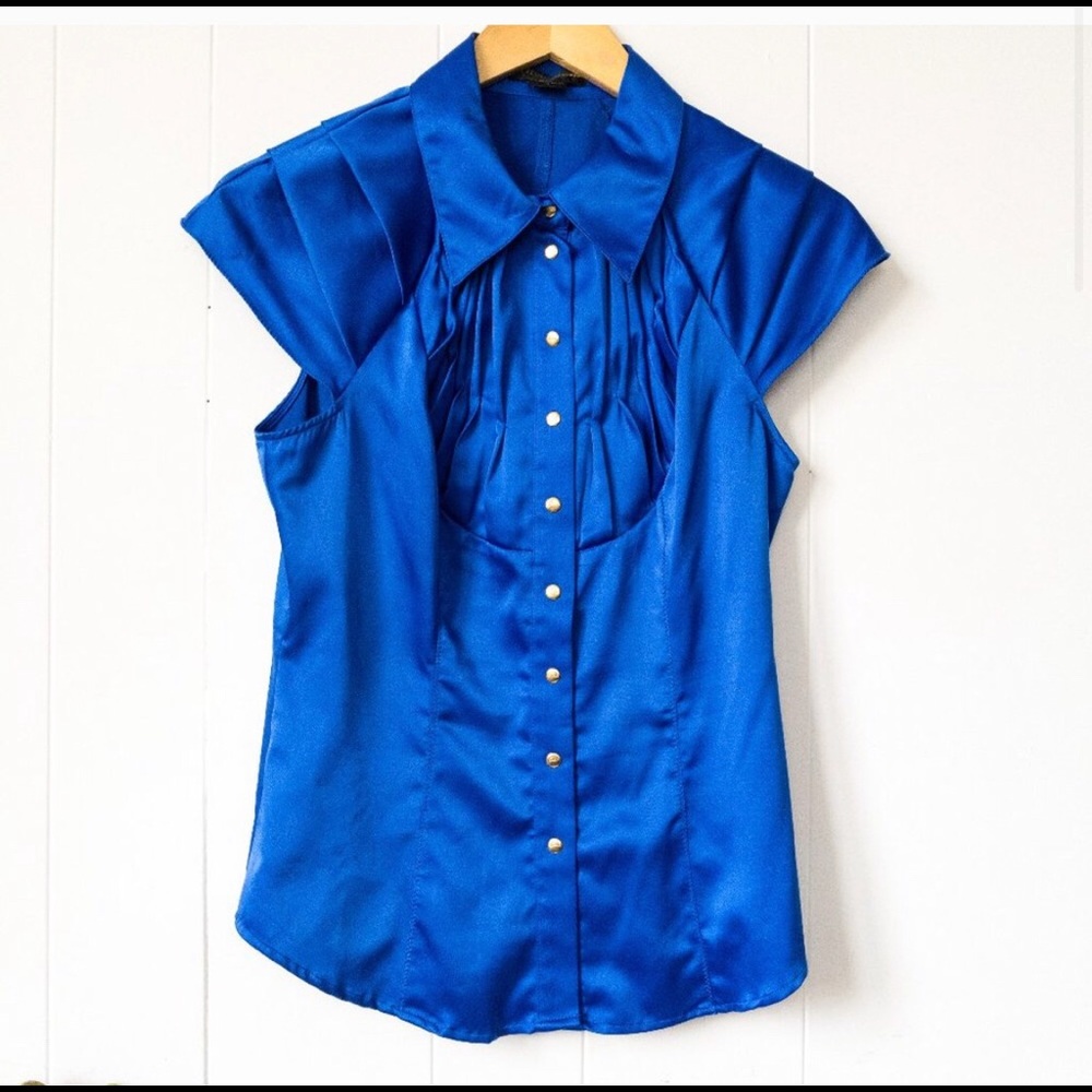 Guess satin blouse in royal blue